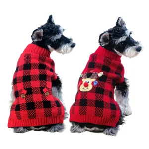 Plaid Knitted Pet Sweater